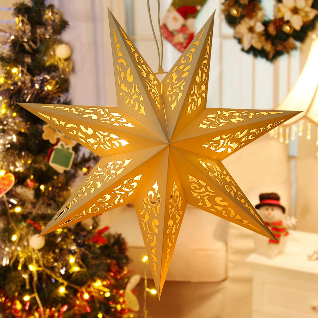 Estrela oca pendurado pingentes ramadan decoração 2024 para casa navidad natal noel presentes enfeites de natal ano novo 2024
