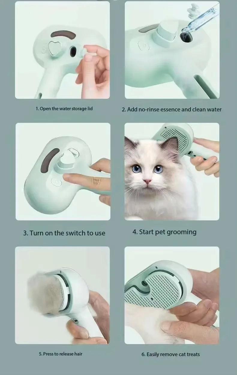Pet Spray Hair Comb Pet Hair Remover Cleaning Brush Cats Grooming Dog Accessories Tools Dematting Water Mist Humidifier Comb