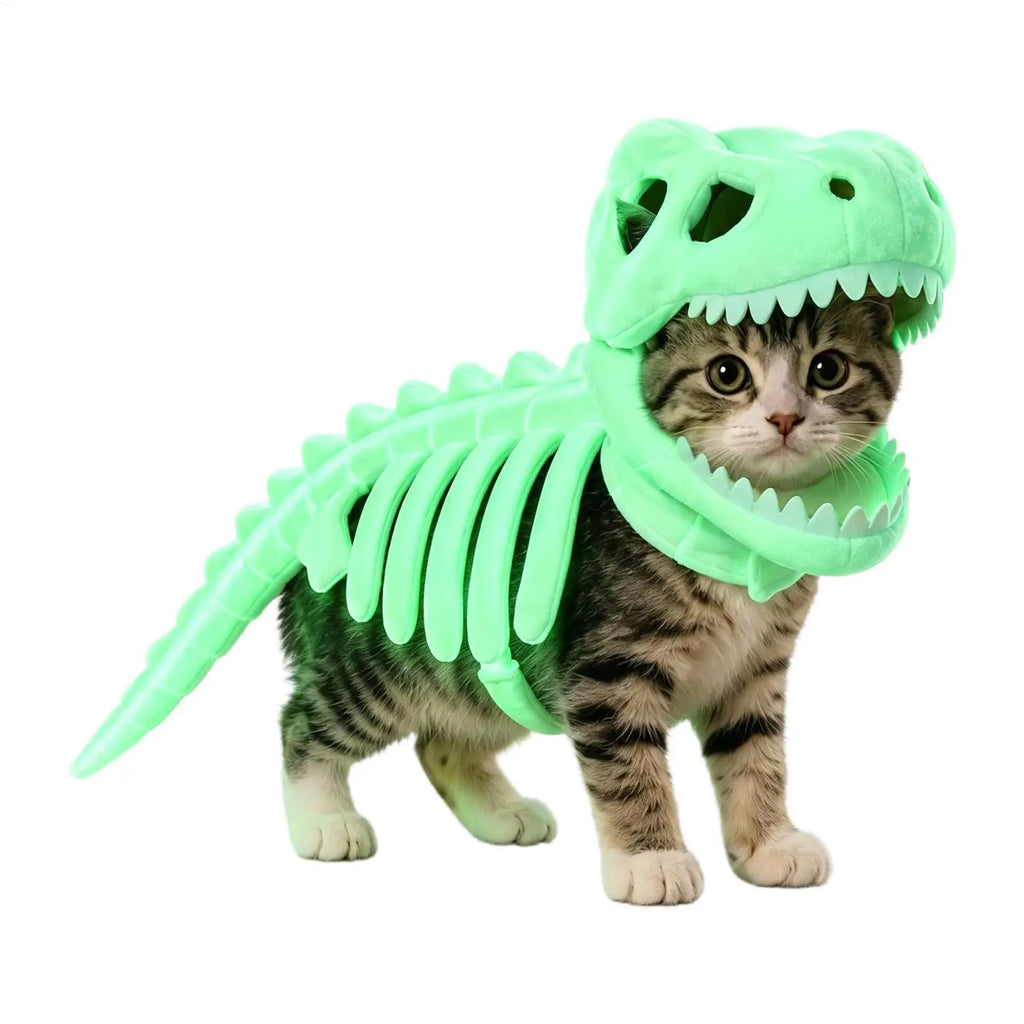 Fantasia de Esqueleto de Dinossauro para Gatos, Roupas de Fantasia para Animais de Estimação, Fantasia de Dinossauro para Festa de Halloween