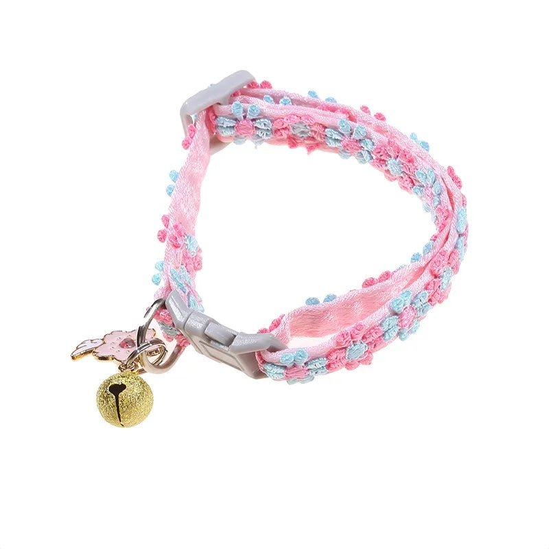 Coleira para Animais de Estimação com Sino, Estampa de Patas Colorida, Ajustável, para Cães, Filhotes e Gatos, Acessório de Segurança com Sino, Colar para Pets