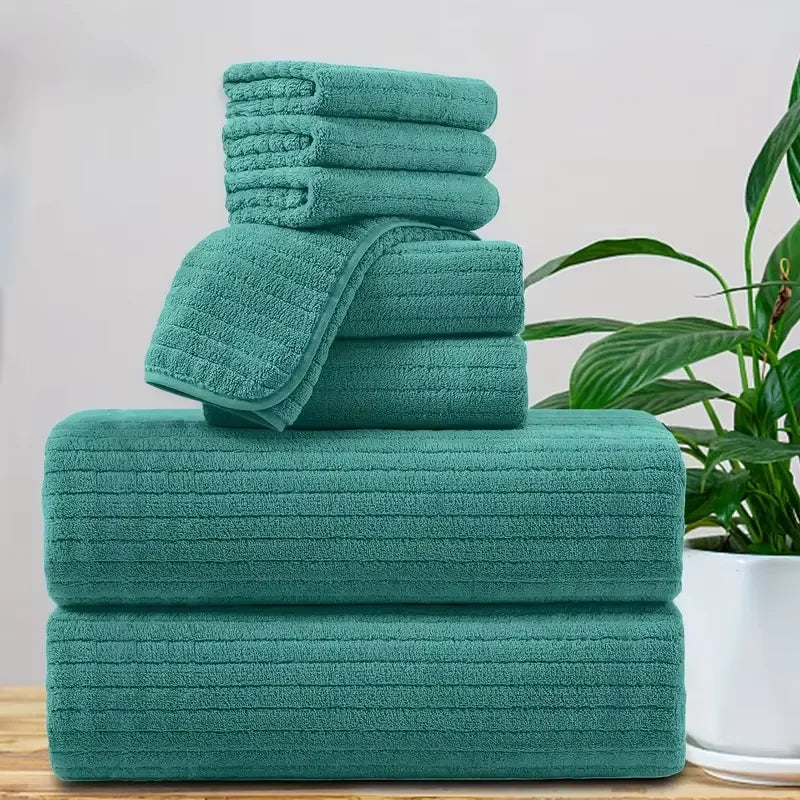 Conjunto de Toalhas de Banho com 8 Peças - 4 Toalhas Faciais + 2 Toalhas de Mão + 2 Toalhas de Banho - Toalhas Absorventes de Secagem Rápida e Macias para o Banheiro Kasa & Pet