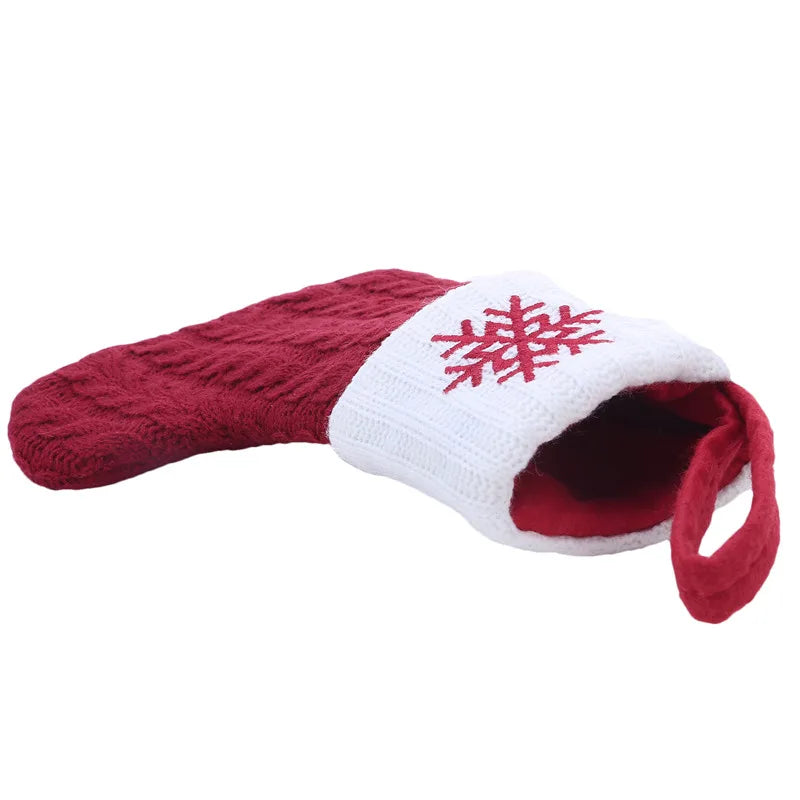 Meias de natal tricô floco de neve carta meia decoração de natal para casa 2024 ornamento de árvore de natal presente navidad natal 2025