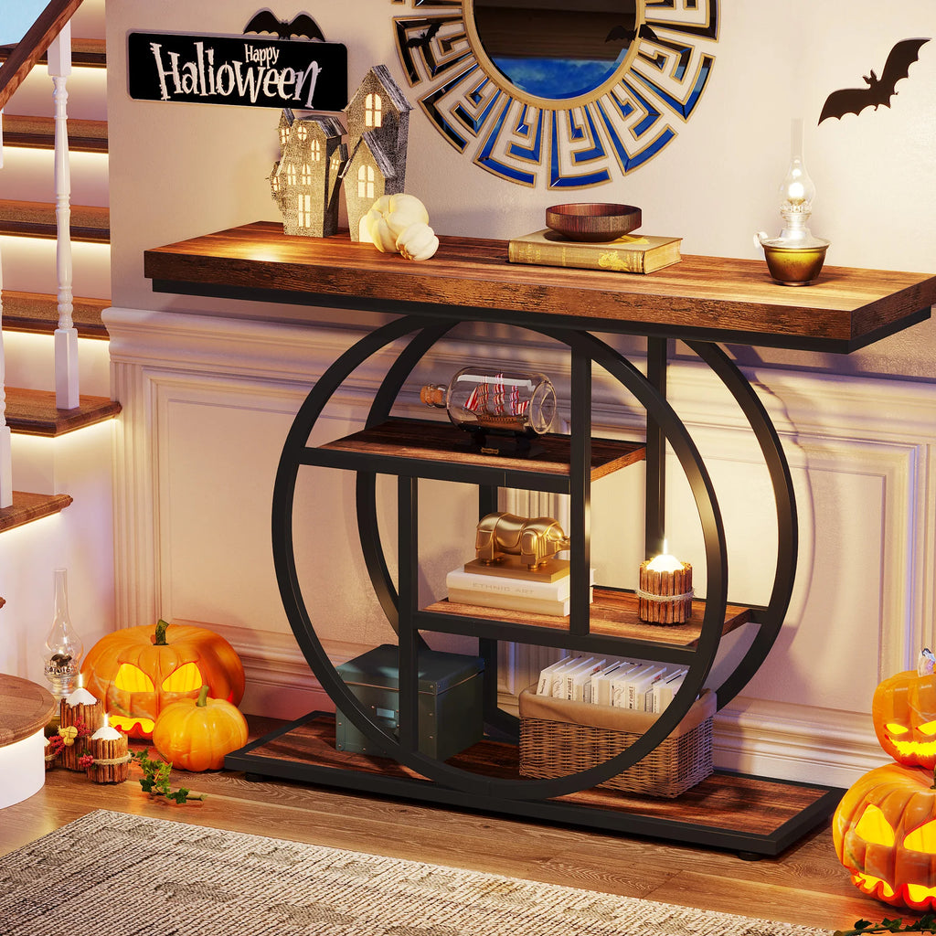 Industrial Entryway Console Mesa para Sala de Estar, Foyer Corredor Mesa para Entrada, 4-Tier Mesa, 41,3"
