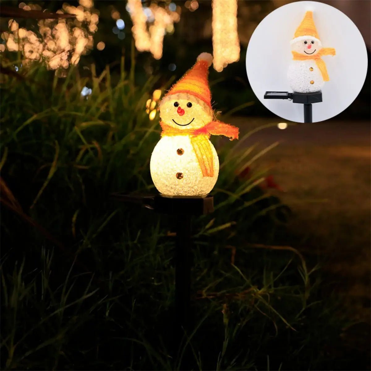 Boneco de neve de natal luz solar gramado jardim luz pátio ao ar livre paisagem chão plug-in luz decorativa - Kasa & Pet