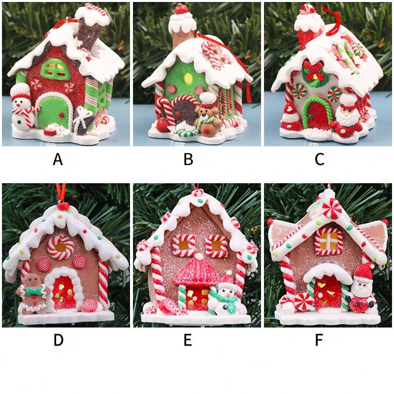 Tema de natal led pingente boneco de neve gengibre papai noel luz casa cerâmica macia pendurado árvore casa decoração festa de ano novo
