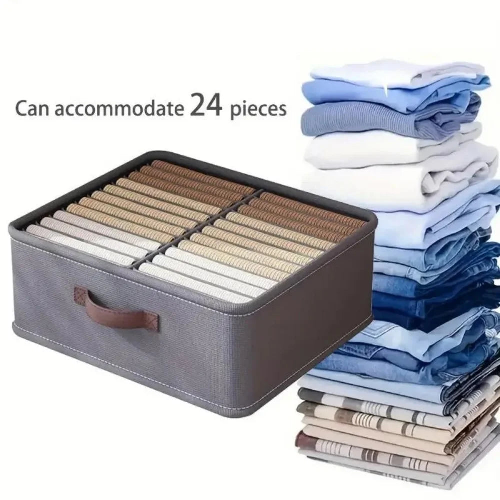 Organizador de Armário com 14/16/24 Compartimentos, Caixa de Armazenamento Reforçada para Calças, Organizadores de Armário para Camisas, Organizador de Gavetas Dobrável