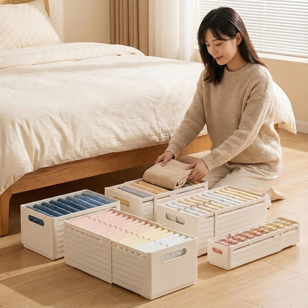 Organizador de Roupas Ajustável em 3 Peças, Organizador de Closet Empilhável, Organizadores de Roupas em Camadas e Classificados