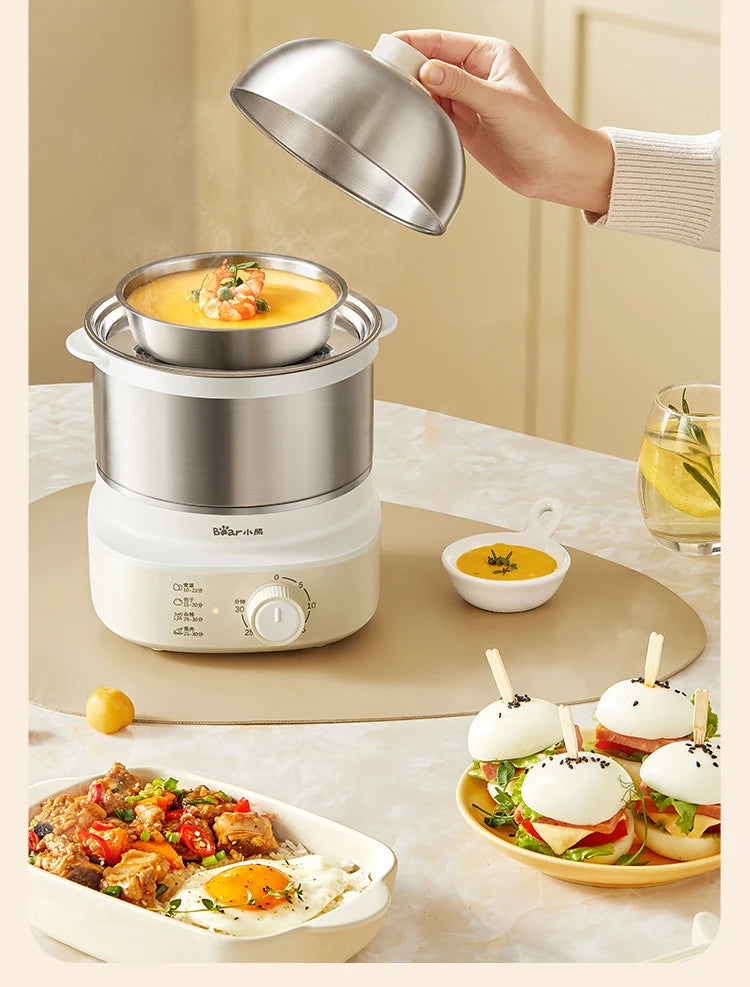 Caldeira elétrica automática de ovos, máquina de café da manhã, vaporizador multicooker, fogões de ovos, waffle doméstico, fogão a vapor com temporizador, 360W