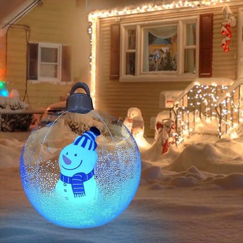 Bola Decorativa Inflável de Natal 60cm, Bolas Gigantes Grandes de PVC para Exteriores, Decorações para Árvore de Natal, Bola de Brinquedo Sem/Com Luz