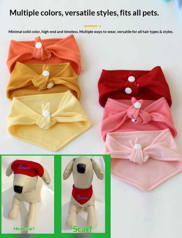 Bandana Personalizada Bordada para Cães, Lenço Triangular Ajustável Multicolorido Anti-Saliva para Pets