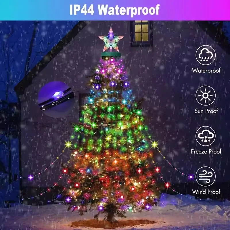 Luzes LED para Árvore de Natal 400 LEDs, Luzes de Cordão LED RGB Inteligentes, Decoração de Férias para Árvore Interna e Externa, Controle por APP/Remoto