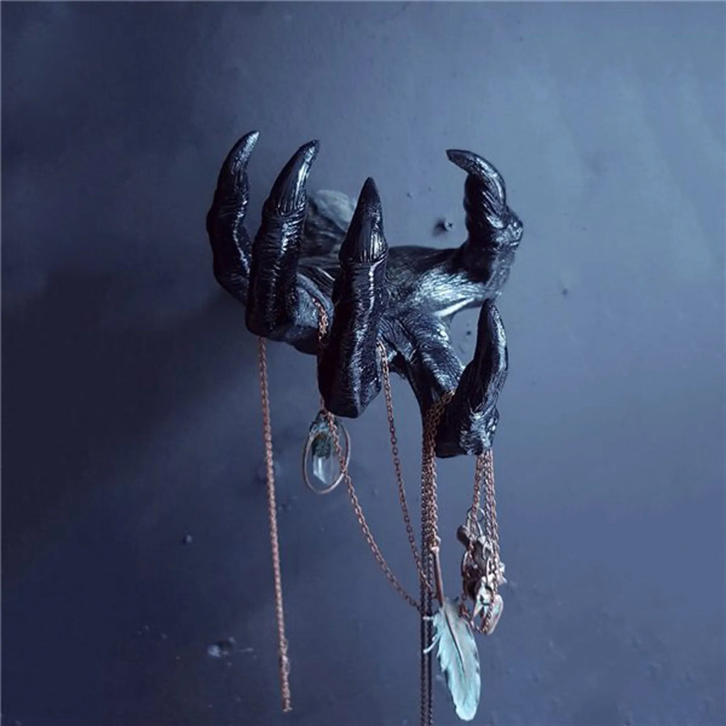 Halloween decorativo gótico bruxa mão estátua diabo mão criativa resina decorativa cabide arte da parede escultura decoração de casa