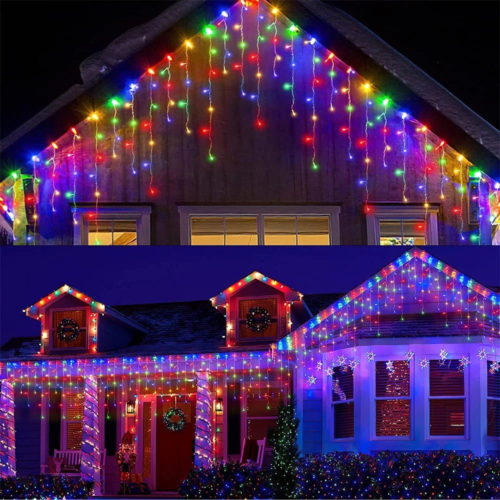 LED Icicle Cortina Icicle String Lights, decoração ao ar livre, luzes decorativas, jardim, festa de Natal, 4m Droop 0.4-0.6m - Kasa & Pet
