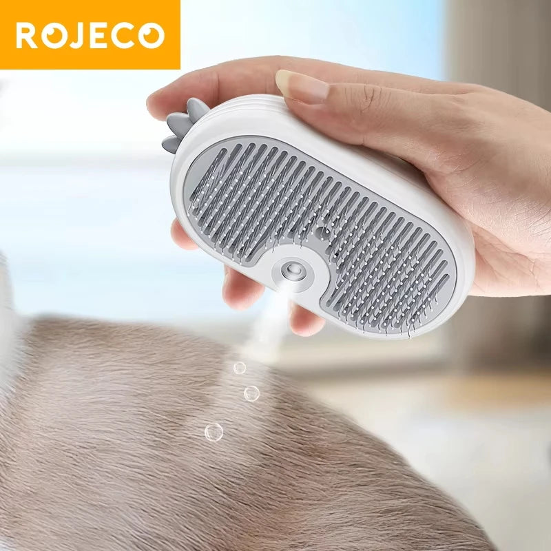 Rojoeco pet vapor pente gato escovas de spray elétrico para remoção do cabelo do cão pentes pet ferramentas aliciamento gatinho escovas remoção do cabelo