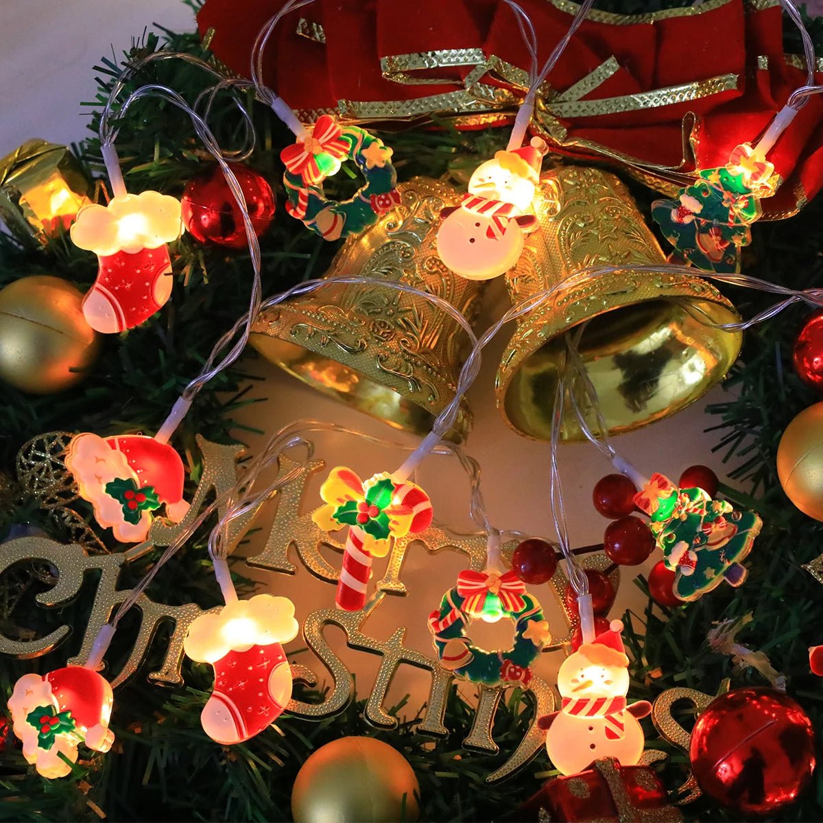 Luzes de Natal Esculpidas e Fofas para o Inverno, Luzes de Fada com Múltiplos Tipos de Elementos, Lâmpada Inovadora para Decoração de Cabana no Ano Novo - Kasa & Pet