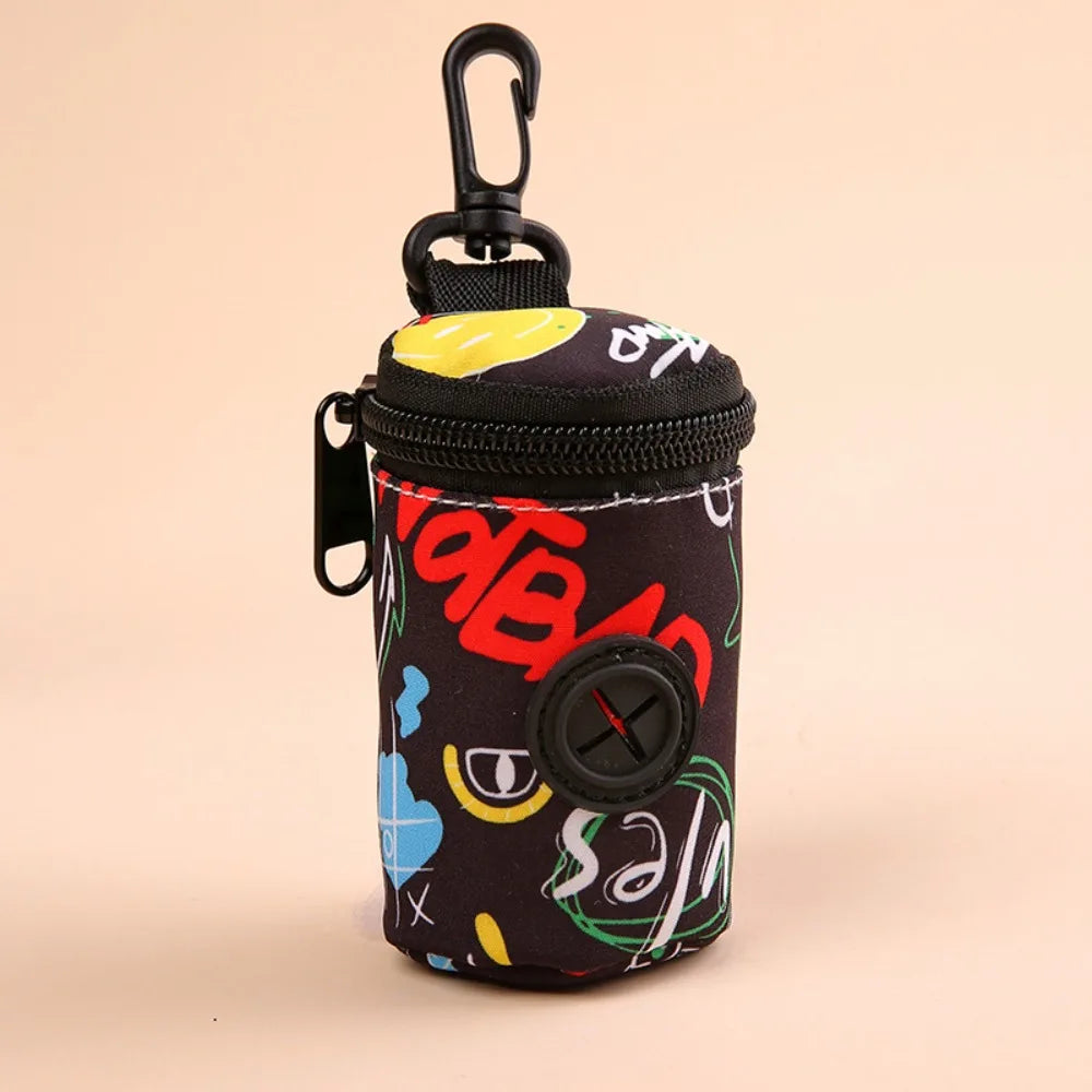 Hangable cão cocô saco dispensador zíper cães andando acessório saco de resíduos titular portátil bonito sacos de lixo organizador suprimentos para animais de estimação