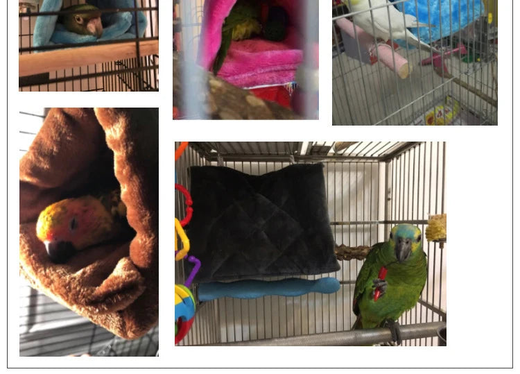 Inverno pet pássaro papagaio gaiolas quente pelúcia rede cabana tenda cama pendurado caverna para dormir e incubação acessórios de pássaros
