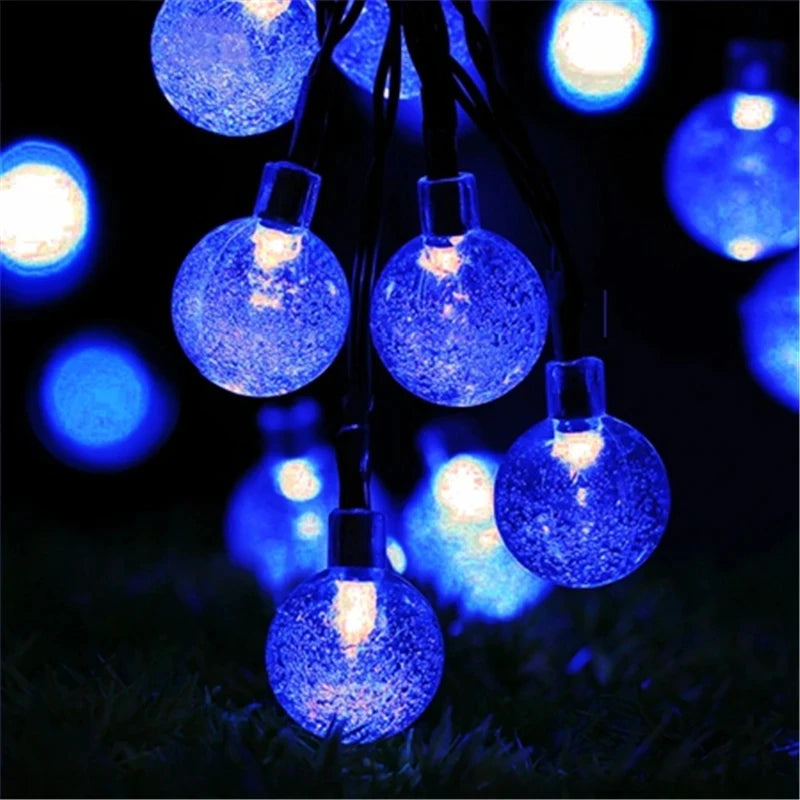 Solar led bola de cristal luz da corda 10m à prova dwaterproof água luzes fadas natal casamento guirlanda jardim gramado árvore decoração ao ar livre