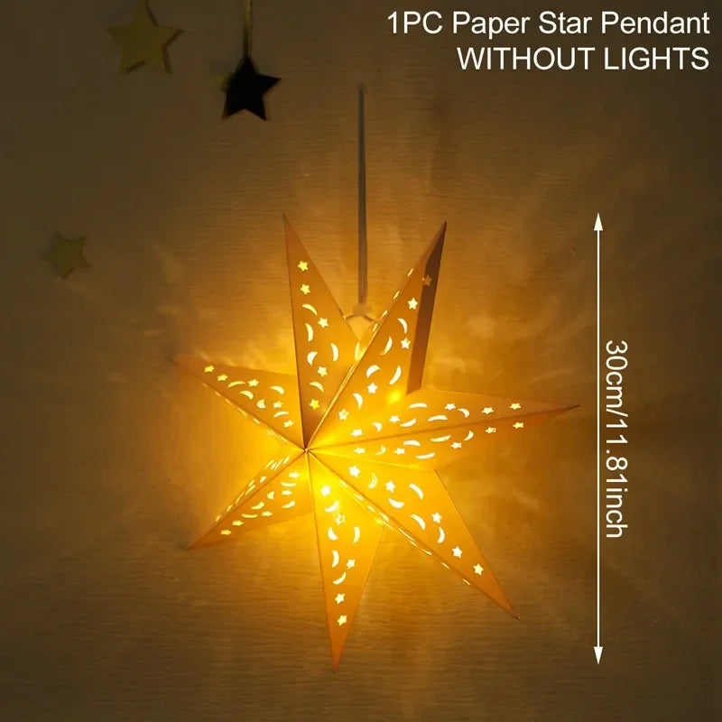 Estrela oca pendurado pingentes ramadan decoração 2024 para casa navidad natal noel presentes enfeites de natal ano novo 2024
