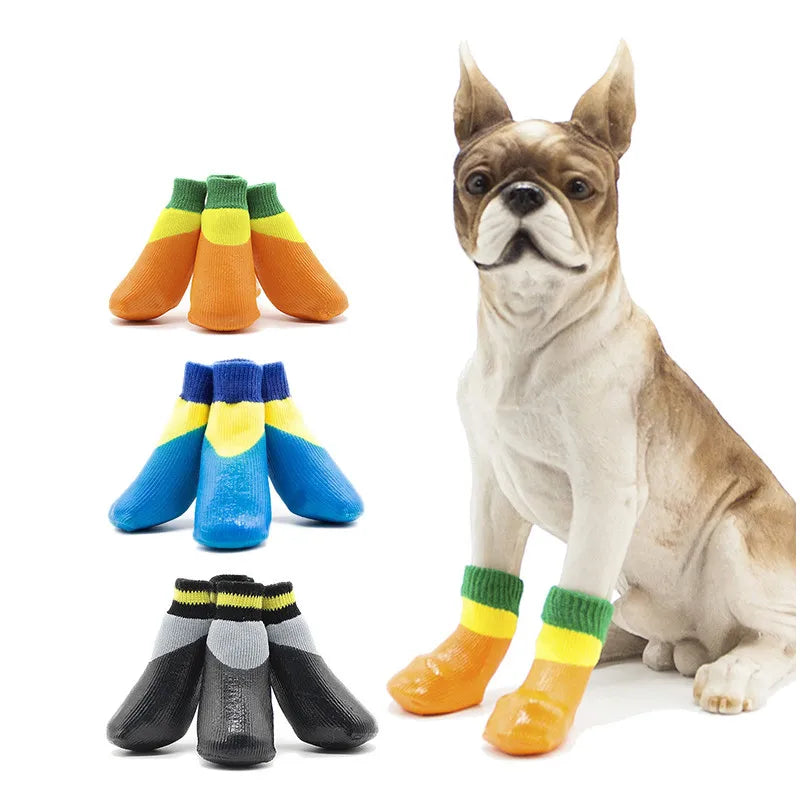 10 conjuntos de meias para animais de estimação, à prova d'água, antiderrapantes, sapatos para cães grandes, meias de borracha, capa para os pés, produtos para animais de estimação