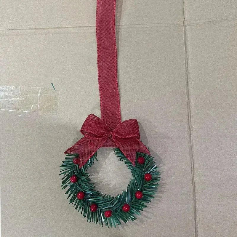 4 Peças de Mini Guirlandas de Natal, Decorações para Janelas, Laços de Fita, Frutas Vermelhas, Decorações para Festas de Natal em Casa