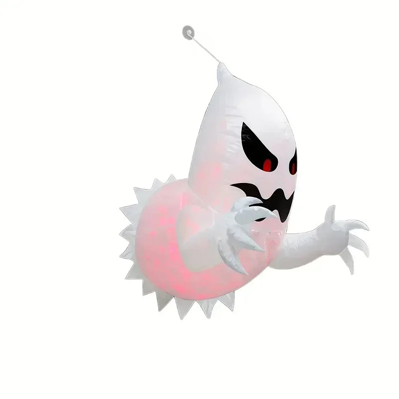 Fantasma Branco Inflável Assustador de Halloween, Decoração Externa Iluminada, Decoração Assustadora para Festa no Jardim, Interior, Quintal, Festa Única