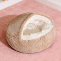 Cama para Animais de Estimação 2 em 1 de Pelúcia Macia 50CM com Capa, Cama Redonda para Gatos, Colchão para Filhotes, Ninho Quente para Cães e Gatos