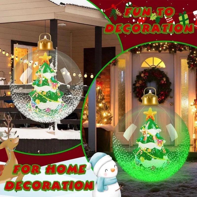 Bola Decorativa Inflável de Natal 60cm, Bolas Gigantes Grandes de PVC para Exteriores, Decorações para Árvore de Natal, Bola de Brinquedo Sem/Com Luz
