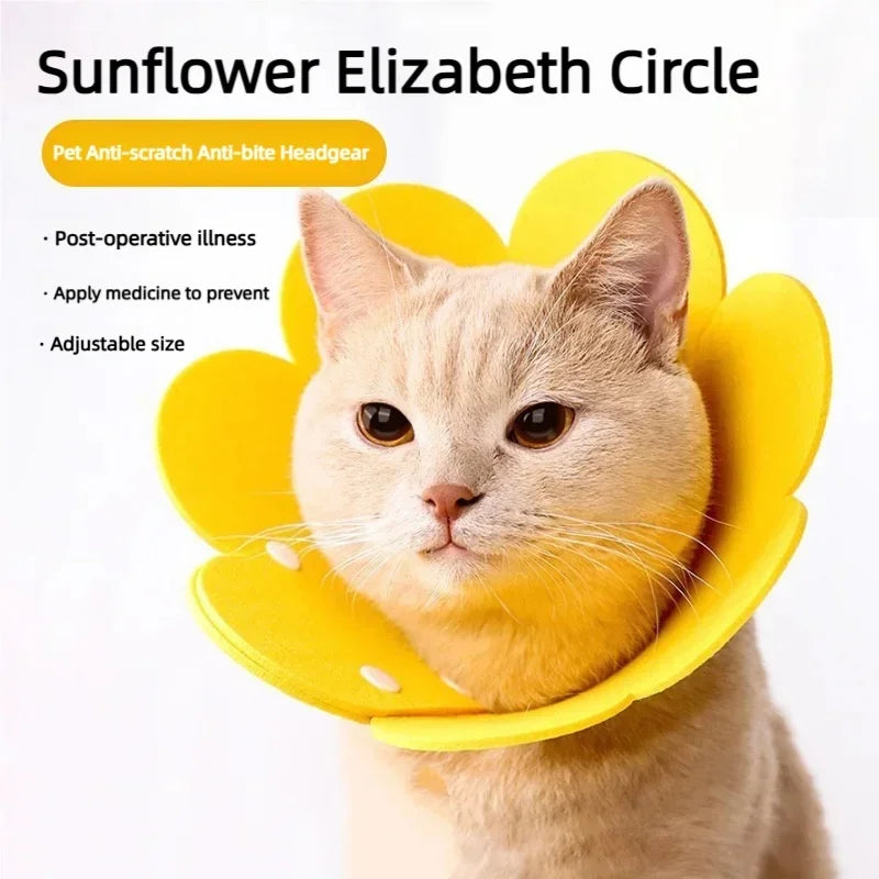 Coleira Protetora Ajustável em Formato de Flor para Recuperação de Pets, Coleira Elizabetana Anti-Mordida para Cães e Gatos em Recuperação