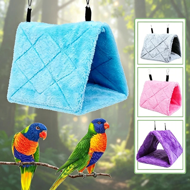 Cama de Inverno para Pássaros, Ninho de Pelúcia Quente para Pássaros de Estimação e Papagaios, Tenda Suspensa para Dormir e Incubar, Acessórios para Pássaros