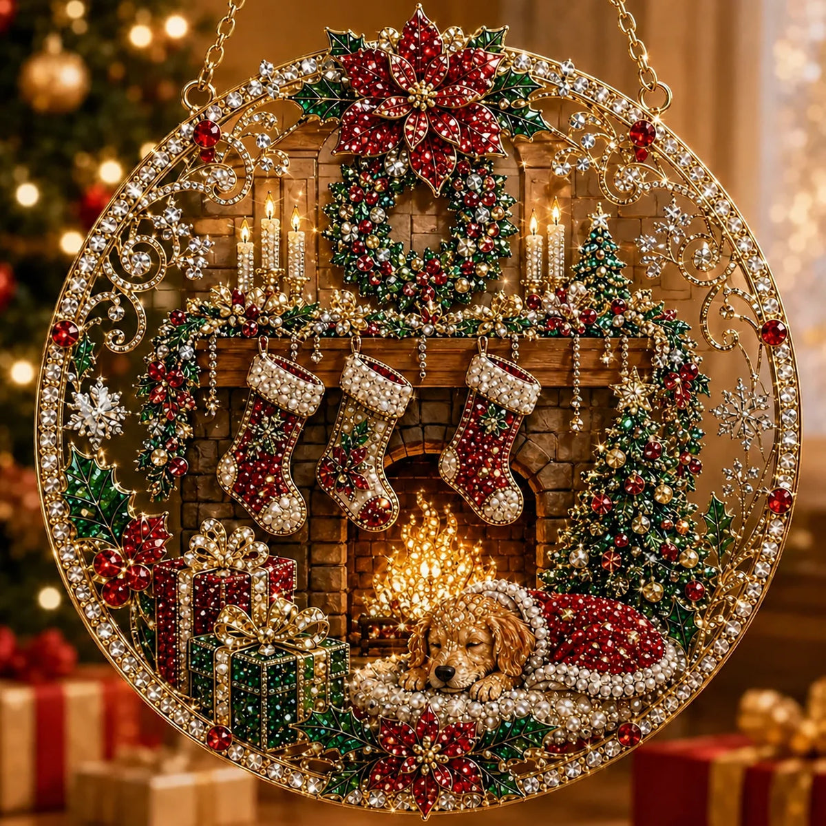 Enfeite de Natal Redondo para Pendurar, Enfeite de Natal Redondo em Acrílico, Criativo Enfeite de Natal em Acrílico para Pendurar