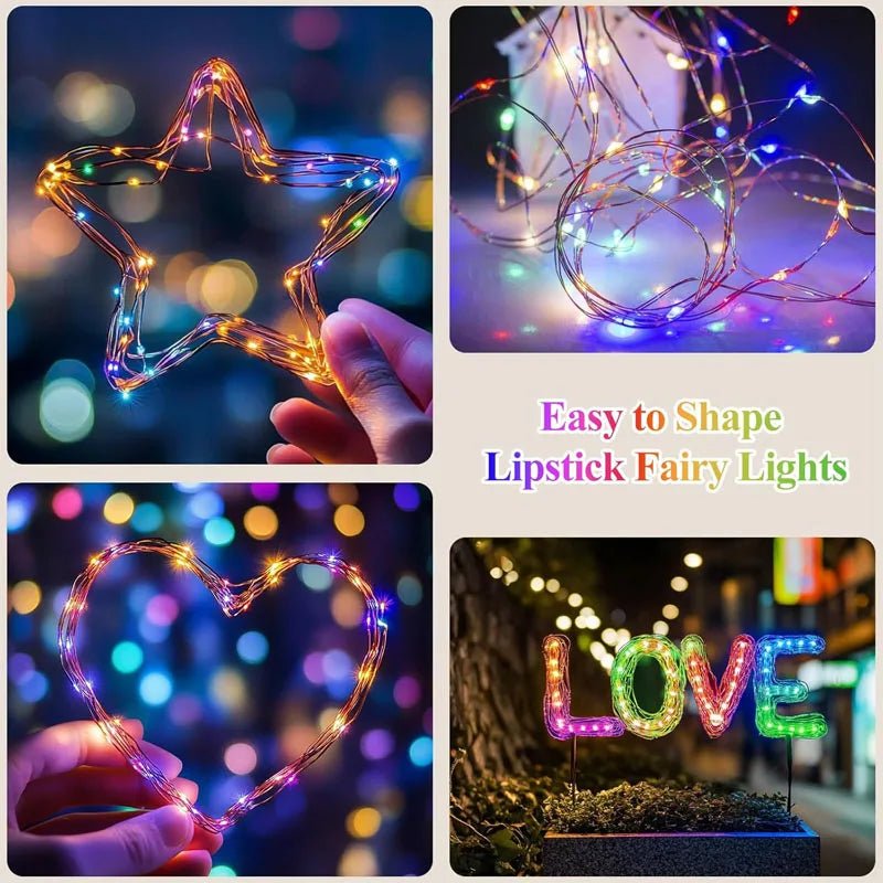Luzes de fadas de natal recarregável led à prova d' água rgb luz de corda 8 modos design destacável para decoração de festa de casamento de árvore de natal