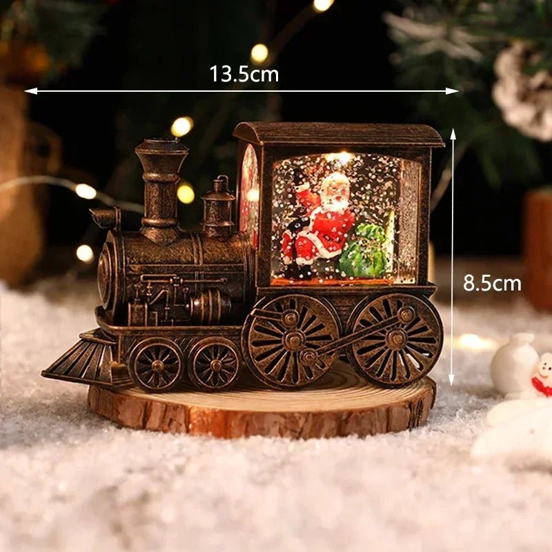 Presente de natal bola de cristal ornamentos luzes led trem papai noel feliz natal decoração para festa em casa natal