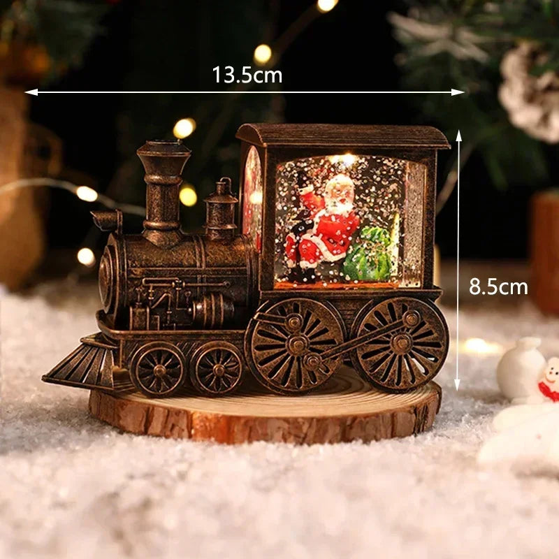 Presente de natal bola de cristal ornamentos luzes led trem papai noel feliz natal decoração para festa em casa natal