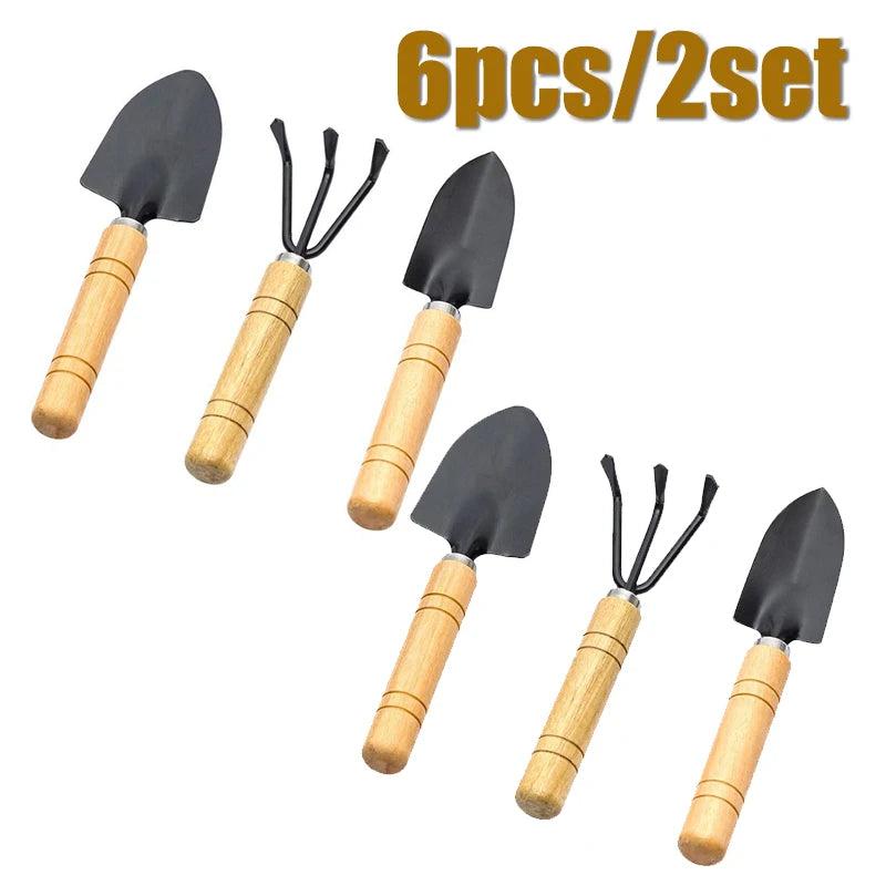 3pc/1 conjunto mini conjunto de ferramentas jardinagem portátil pequena ferramenta jardinagem com alças pá ancinho jardinagem interior plantio flor ferramentas