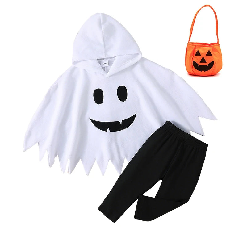 Fantasia de Halloween para Bebês, Capa com Capuz de Fantasma para Crianças, Poncho para Festas e Fantasias