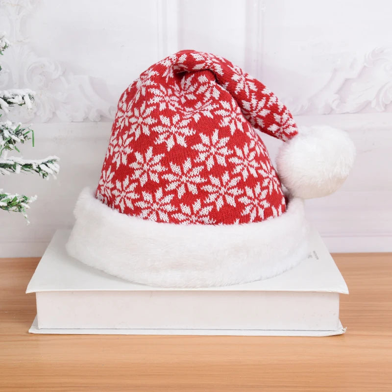 Gorro de Natal Tricotado 2026 com Pompom Fofo para Adultos, Touca Macia de Papai Noel, Presente de Ano Novo para Família, Decoração de Natal