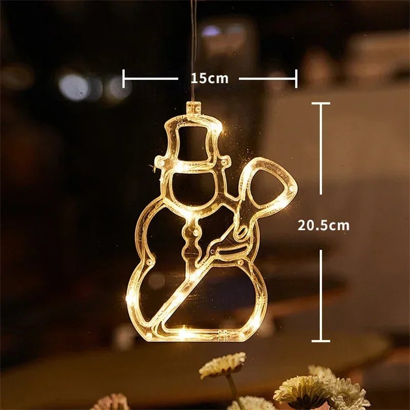 Led luzes da janela de natal silhueta decoração sino árvore de natal papai noel para o ano novo decoração de natal lâmpada de corda de fadas - Kasa & Pet