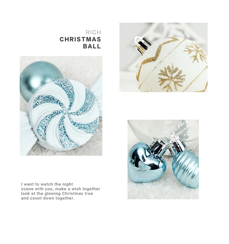    Ornamentos de bola de natal de 73 pces, decorações de suspensão inquebráveis do ornamento da bola de natal para a árvore de natal