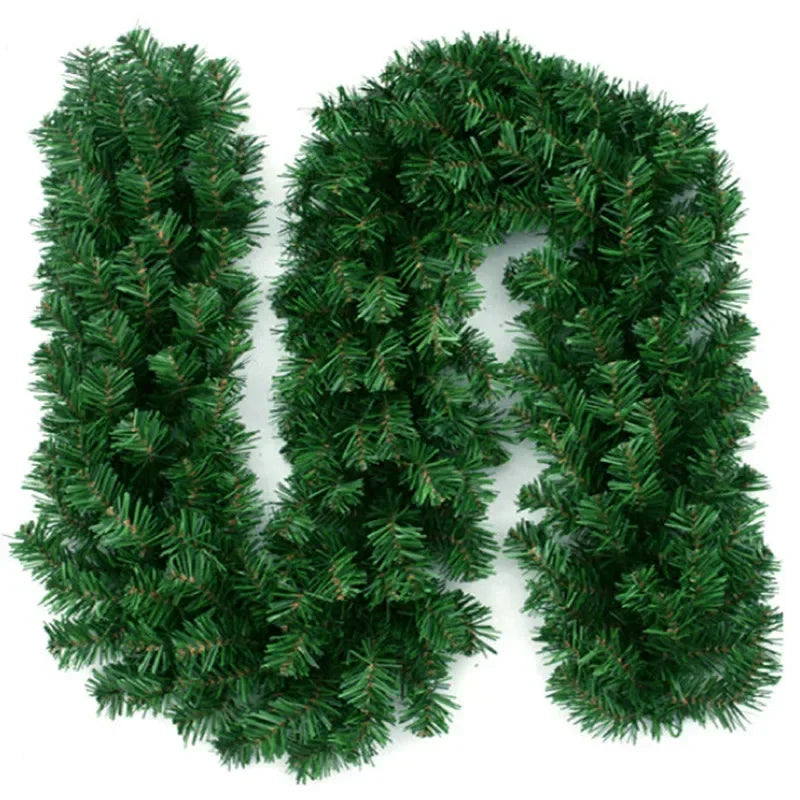 2.7m verde artificial guirlanda de natal poinsétia guirlanda de flores de natal árvore de natal rattan pendurado ornamento decoração