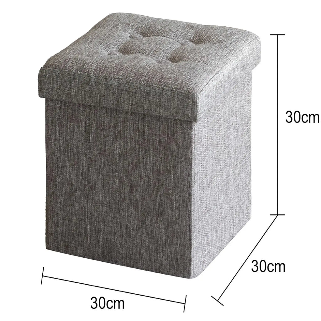 Banqueta dobrável Oak & Tea com espaço de armazenamento e estofamento macio, caixa de arrumação 30x30x30cm marrom cinza
