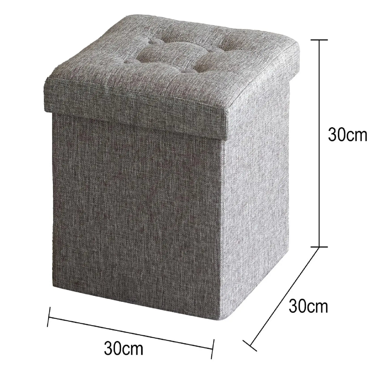 Banqueta dobrável Oak & Tea com espaço de armazenamento e estofamento macio, caixa de arrumação 30x30x30cm marrom cinza