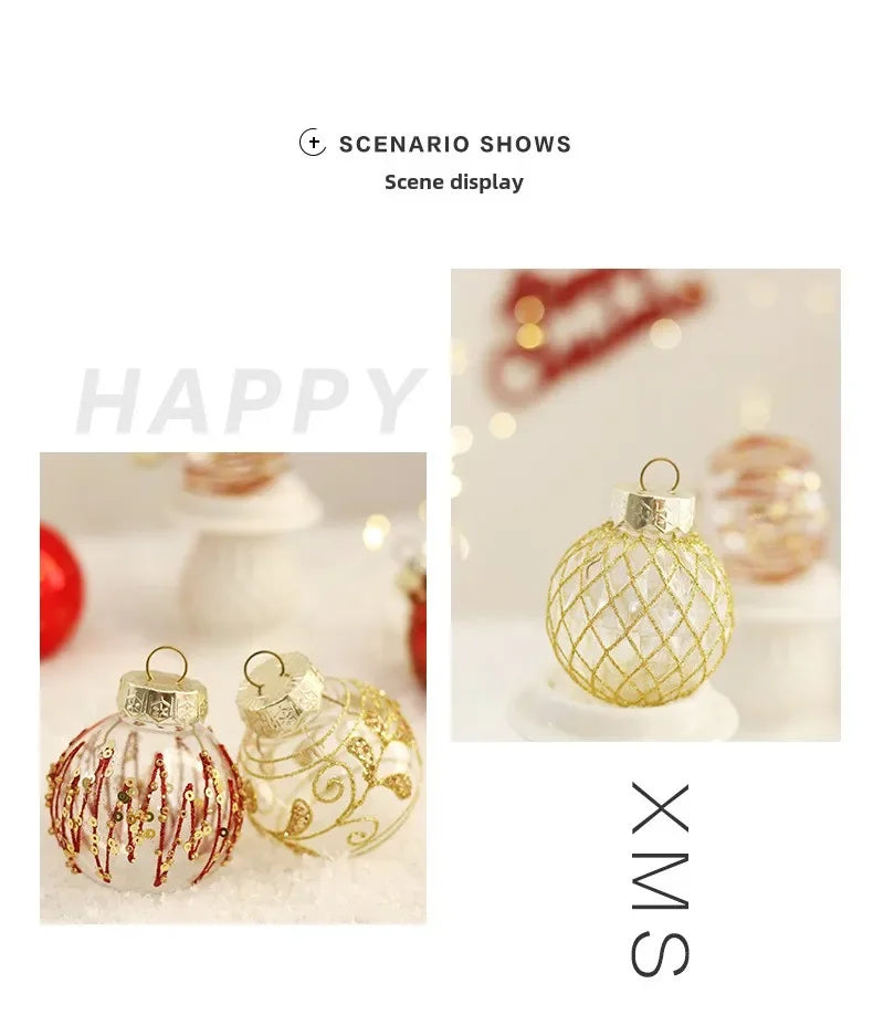 25 pçs 6cm bolas de natal bola grande árvore de natal pingente ornamentos para decoração de festa 2025 ano novo navidad presentes acessório ljiao