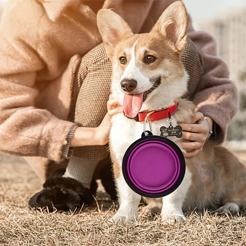 Tigela de comida para animais de estimação portátil durável tpr tigela de comida para cães e gatos tigela dobrável de silicone portátil viagem ao ar livre tigela de comida de água