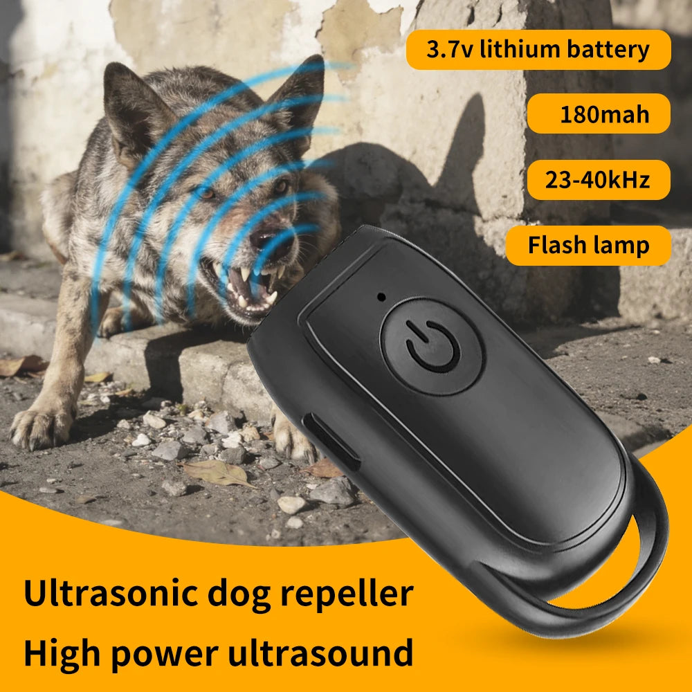 Repelente Ultrassônico Portátil para Cães 180mAh Recarregável 23 40KHZ Ferramenta de Repelência de Longa Distância para Uso Externo com Lanterna