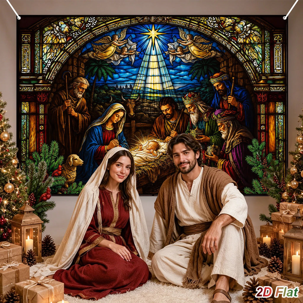 Tapeçaria de Cenário de Presépio Decoração de Feliz Natal para Casa 2026 Fundo do Nascimento de Jesus Natal Ano Novo 2027