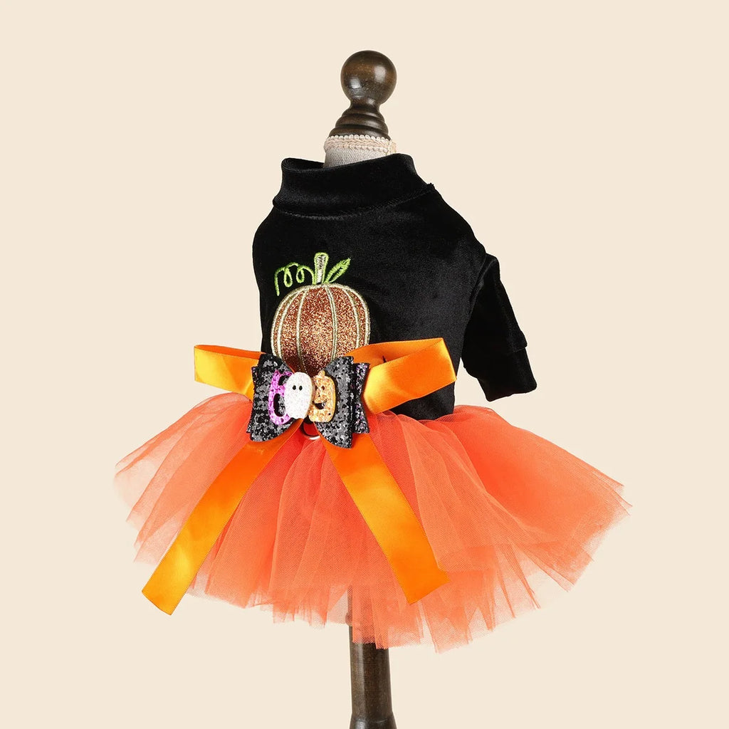 Fantasias de Halloween para Cães: Vestido Elegante para Pets com Saia Tutu – Colete para Cadelas de Outono/Inverno, para Poodles e Raças Pequenas, Gatos