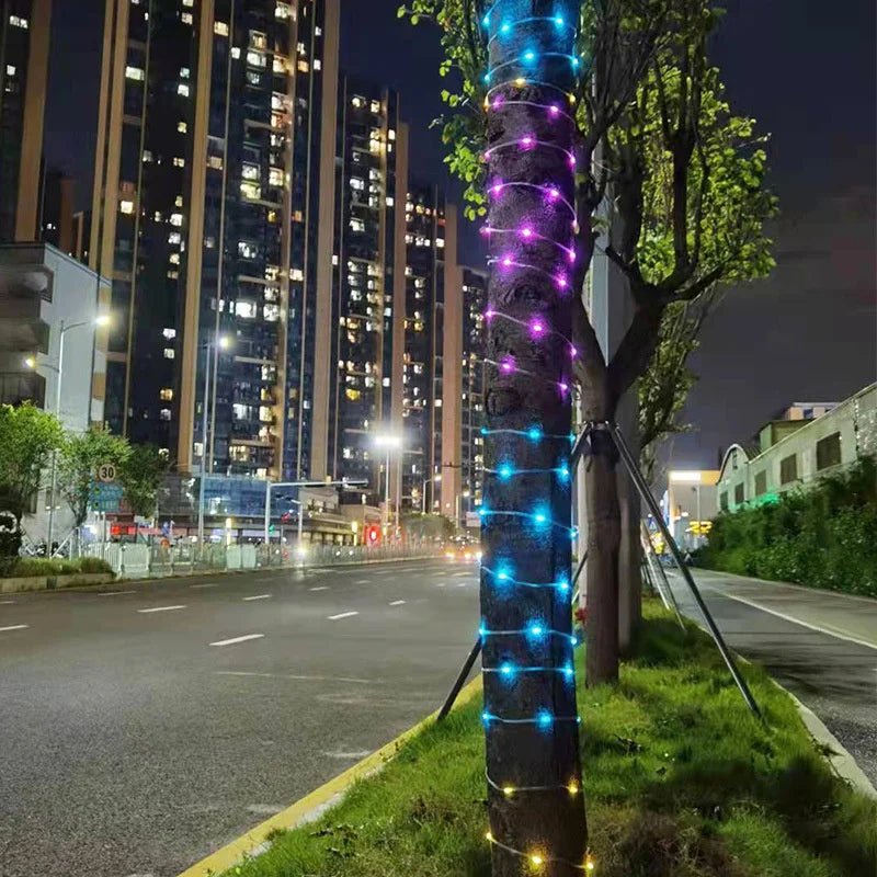 Árvore de Natal ao ar livre e interior String Lights, impermeável Bluetooth Fairy LED String Lights, IP65, WS2812B, 100LED, 10m