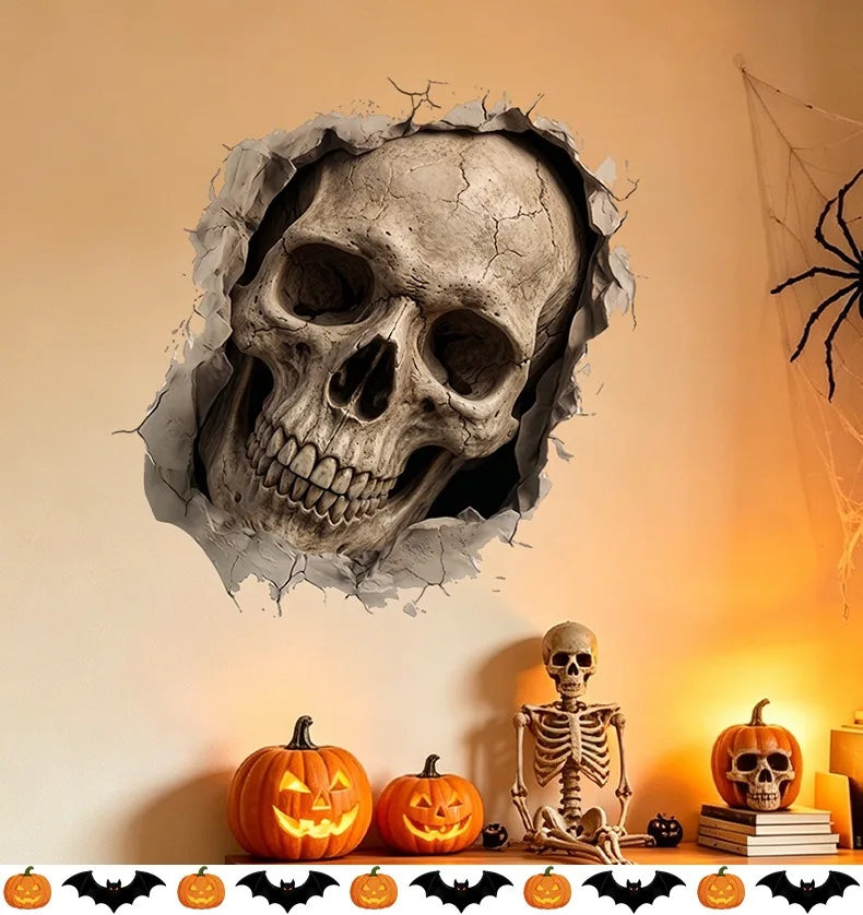 Adesivos de Parede de Esqueleto de Halloween, Decoração Divertida para Sala de Estar e Quarto