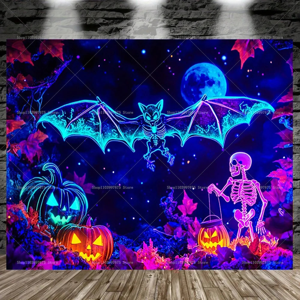Halloween Backdrop Banner Pumpkin Bats Ghost Design Photography Background For Halloween Party Birthday Decorations Wall Decor